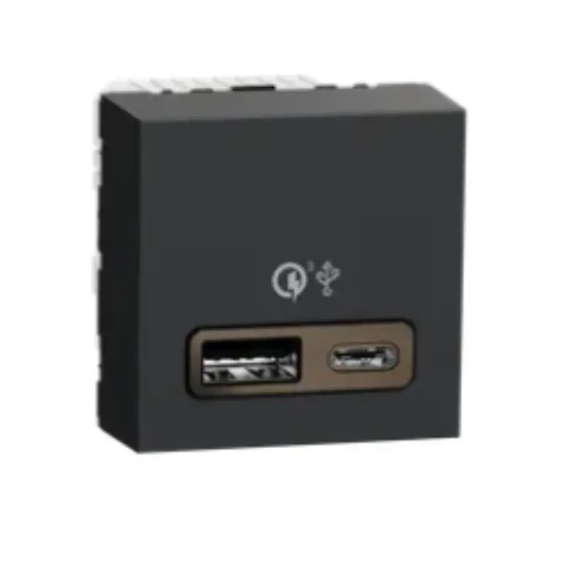 Schneider_NU301954_Double_USB_socket,_New_Unica,_2.4A,_18W,_A_C_type,_2_modules,_anthracite_whitepowershop