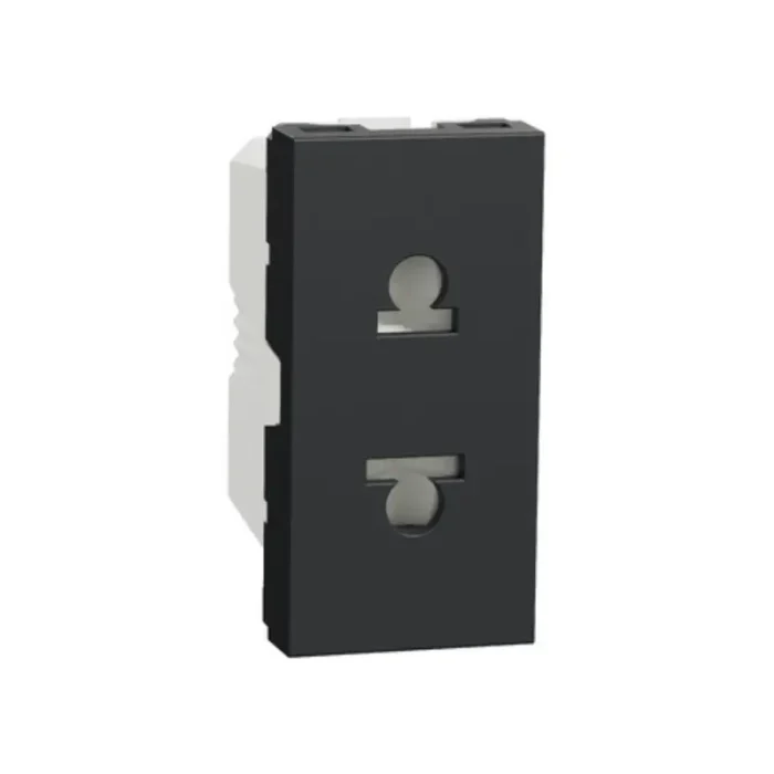 Schneider_NU302154,_Socket-outlet,_New_Unica,_2P,_16A,_Euroamerican,_with_shutter,_anthracite_white_powershop