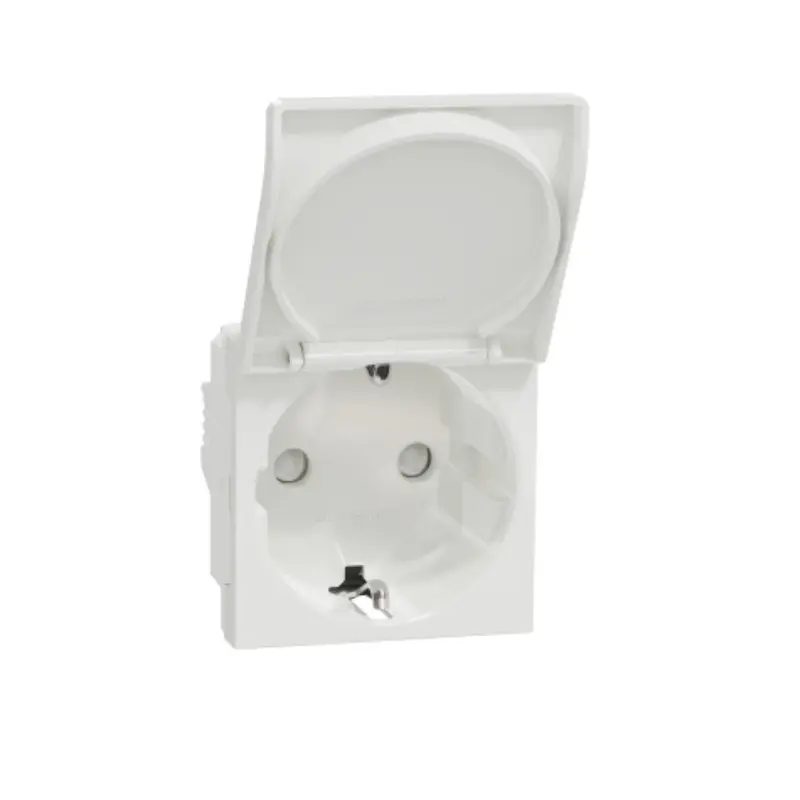 Schneider_NU303718TA_Socket-outlet,_New_Unica,_mechanism,_2P_+_E,_16A,_Schuko,_with_shutter,_glossy,_untreated,_white_powershop
