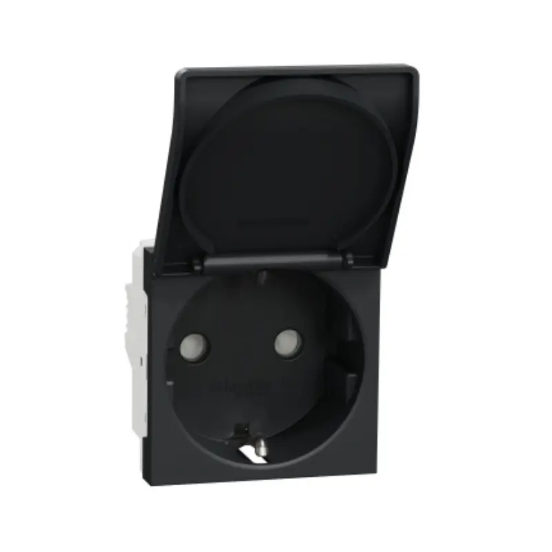 Schneider_NU303754TA_Socket-outlet,_New_Unica,_mechanism,_2P_+_E,_16A,_Schuko,_with_shutter,_painted,_anthracite_powershop