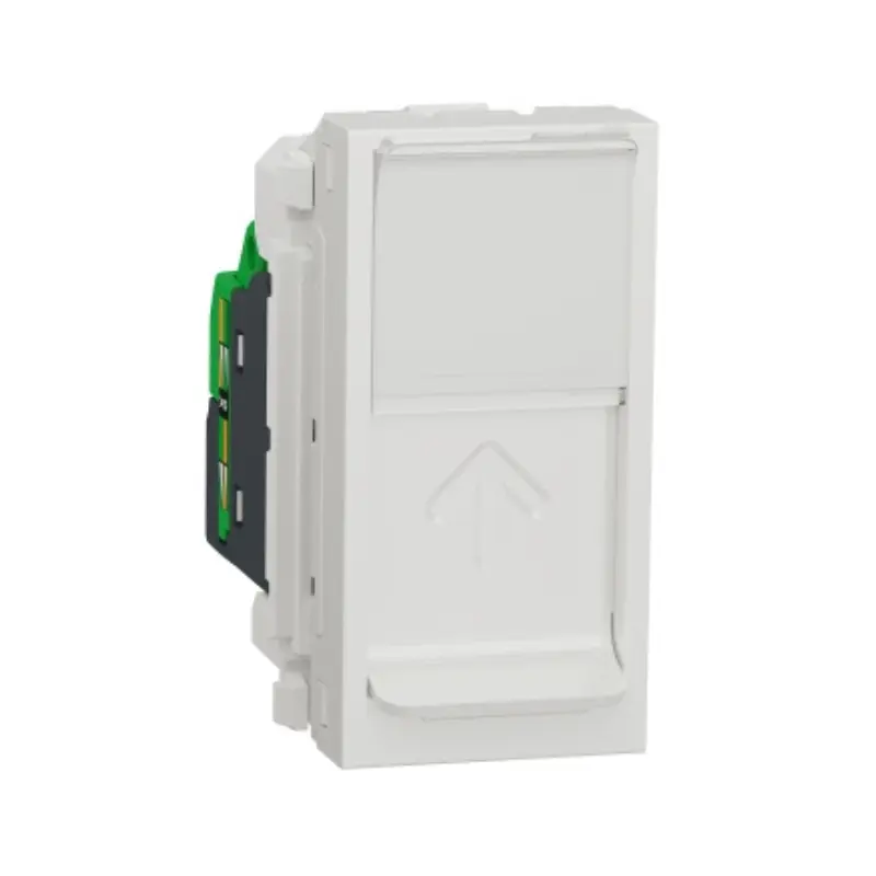 Schneider_NU344718_Data_socket,_New_Unica,_RJ45_CAT_6_STP,_straight,_click,_shuttered,_1_module,_white_powershop