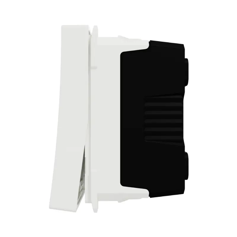 Schneider M3TB31 10A 250V 2-way white switch, front view, Miluz E series