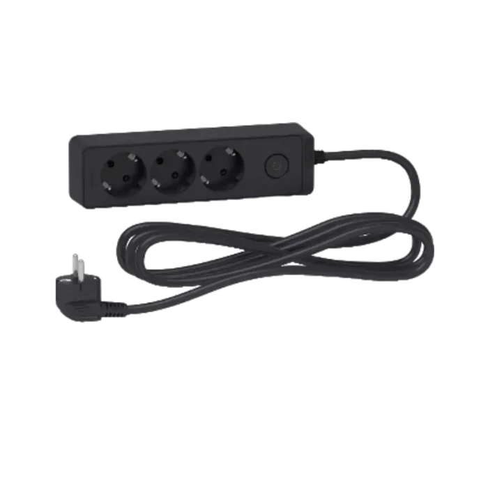 Schneider_ST9433B_Trailing_lead,_Unica_extend,_3_Schuko,_swicthable,_3m_cable,_anthracite