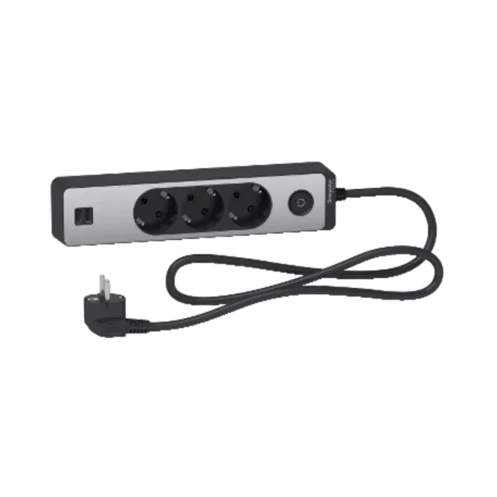 Schneider_ST943U1BA_Base_multienchufe_de_3_tomas_+_2_USB,_cable_,5_m_Antracita acabado_Aluminio