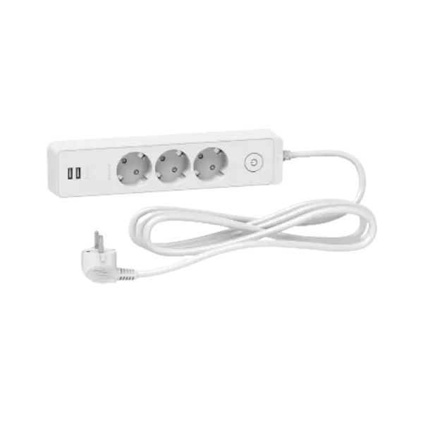 Schneider_ST943U3W_Trailing_lead,_Unica_ extend,_3_Schuko,_swicthable,_USB_type_A+A,_3m_cable,_white_Device_interface_powershop