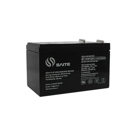 Front view of Saite BT-12M12AC 12V 12Ah battery