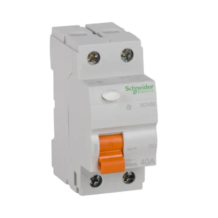 Schneider 11025 Residual Current Circuit Breaker, 2 Poles, 40A, AC 30mA, Domae Series, White, Earth Leakage Protection.