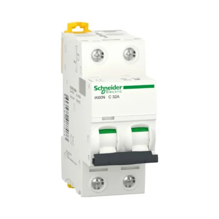 Schneider Electric A9K24232 Miniature Circuit Breaker (2P, 32A, C Curve, 6000A Breaking Capacity) – IEC 60898-1 Compliant