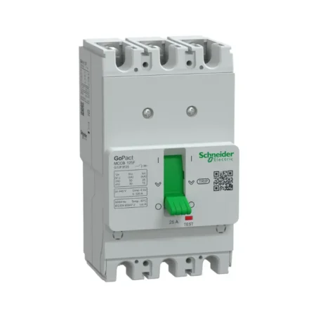 Schneider G12F3F25 Circuit Breaker, 3P, 25A, 30kA at 415VAC, GoPact MCCB 125 Model, TMD Trip Unit, Fixed Thermal Overload Protection.