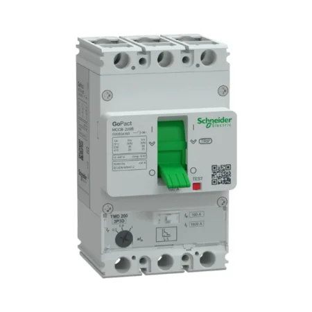 Schneider G20B3A160 3P 160A MCCB, 25kA breaking capacity at 415VAC, GoPact 200 series with adjustable TMD thermal-magnetic trip unit