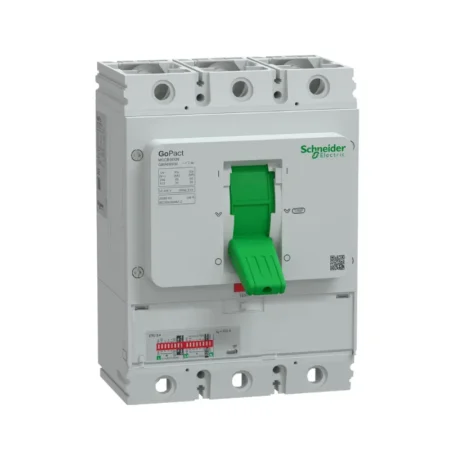 Schneider G80N3E630 3P Molded Case Circuit Breaker (MCCB) – 630A, 50kA Breaking Capacity at 415V AC, GoPact 800 Series with Adjustable ETU Trip Unit.