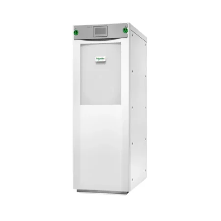 Galaxy VS UPS installed in a data center with LED status indicators.