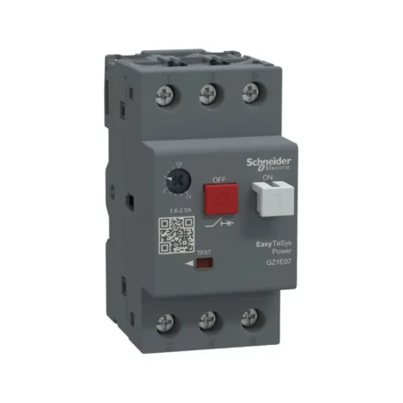 Schneider GZ1E07 3P Motor Circuit Breaker with Thermal Magnetic Trip, 1.6-2.5A Range, TeSys Power Series