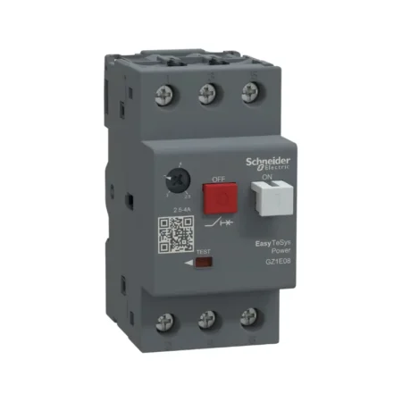 Schneider GZ1E08 3P Motor Circuit Breaker with Thermal Magnetic Trip (2.5-4A, AC-3, TeSys Power Series)