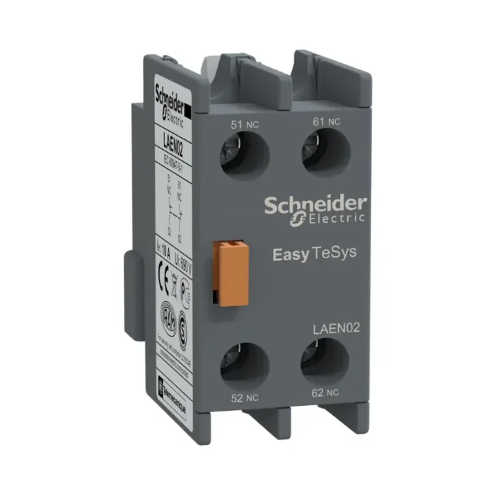 Schneider LAEN02 Auxiliary Contact Block for LC1E/CAE, 2NC, Easy TeSys Control