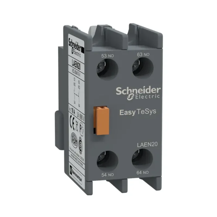 Schneider LAEN20 Auxiliary Contact Block, 2NO, Compatible with LC1E/CAE Contactors, Part of TeSys Control System