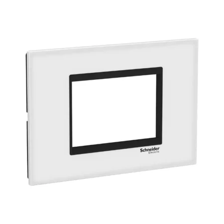 Schneider LMR7963031 Glass Cover Frame - 3 Modules, White/Black Design for Modern Electrical Switches.