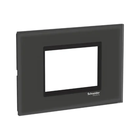 Schneider LMR7963033 black glass cover frame, 3 modules, modern design with easy installation.