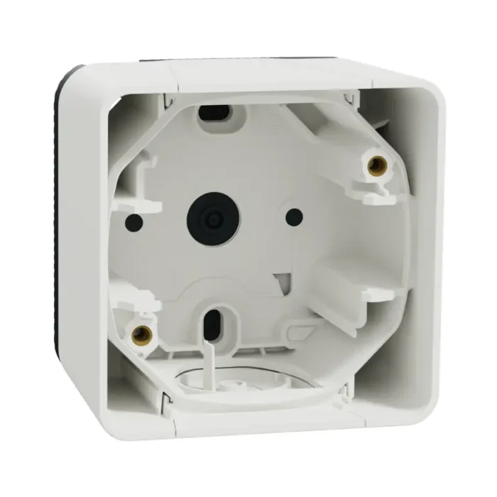 Dimensions of Schneider MUR39911 electrical box – surface mount, 1 gang.
