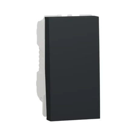 Schneider Electric NU316354 1P 2-way 16A switch with screw terminals, anthracite color, IP4X dust-resistant rating, part of the Unica series