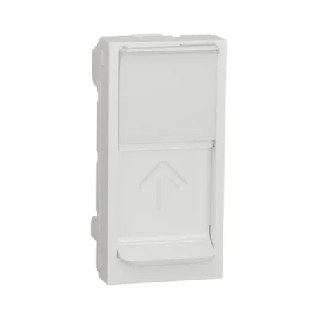 New Unica White RJ45 Socket (NU941018) with Safety Shutter, 1m Central Plate, Straight CAT6 Ethernet Connector, SOne Series