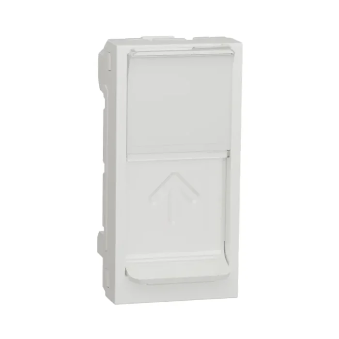 New Unica White RJ45 Socket (NU941018) with Safety Shutter, 1m Central Plate, Straight CAT6 Ethernet Connector, SOne Series