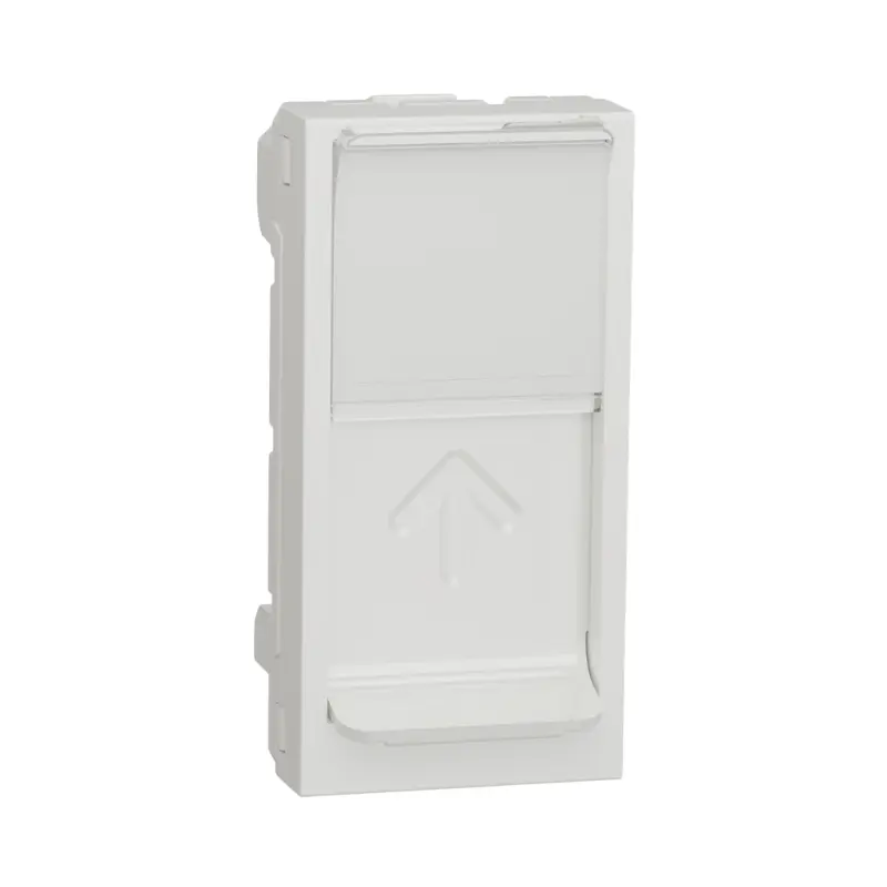 New Unica White RJ45 Socket (NU941018) with Safety Shutter, 1m Central Plate, Straight CAT6 Ethernet Connector, SOne Series