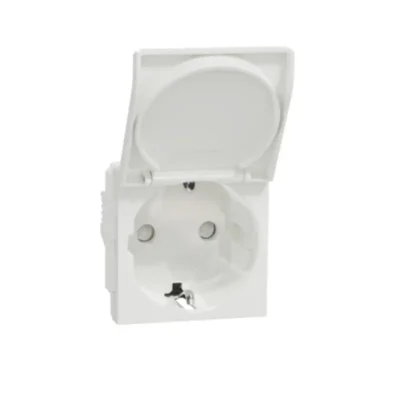 Schneider_NU303718TA_Socket-outlet,_New_Unica,_mechanism,_2P_+_E,_16A,_Schuko,_with_shutter,_glossy,_untreated,_white_powershop