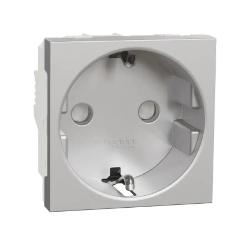 Schneider_NU303730_Socket_outlet_New_Unica,_mechanism,_2P_+_E,_16A,_Schuko,_with_shutter,_painted,_aluminium_powershop