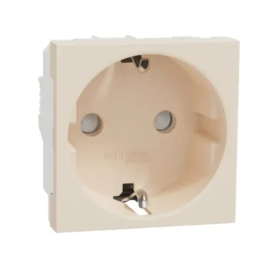 Schneider_NU303744,_Socket-outlet,_New_Unica,_2P+E,_16A,_Schuko,_with_shutter,_beige_power_shop