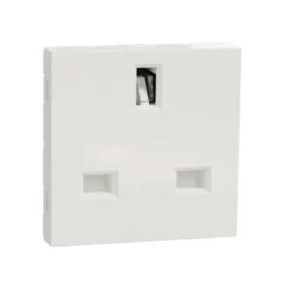 Schneider_NU304518Socket-outlet,_New_Unica,_2P+E,_13A,_British,_with_shutter,_2_modules,_white_powershop