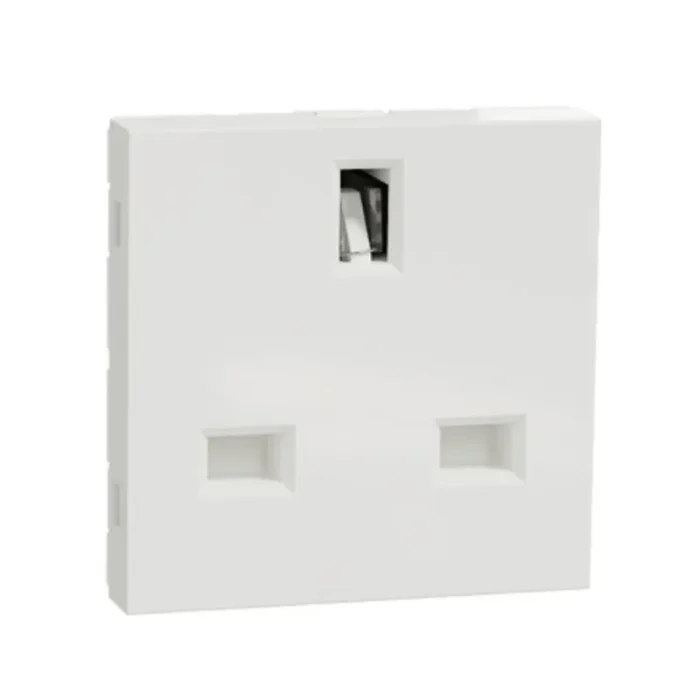 Schneider_NU304518Socket-outlet,_New_Unica,_2P+E,_13A,_British,_with_shutter,_2_modules,_white_powershop