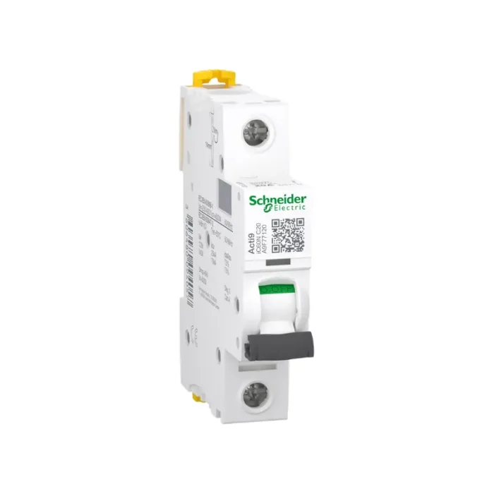 Schneider A9F77120 Miniature Circuit Breaker, Acti9 iC60N, 1P, 20A, C Curve, 6000A (IEC 60898-1).