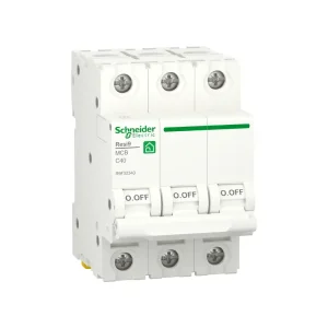 قاطع دائرة مصغر من نوع Schneider R9F32340، 40 أمبير، 3 أقطاب، منحنى C