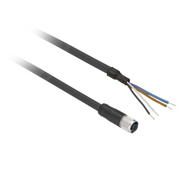 XZCP1141L2 | Pre wired connectors XZ, straight female, M12, 4 pins, cable PUR 2 m