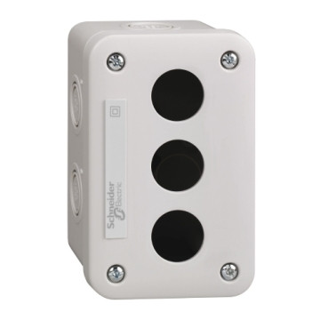 Schneider XALE3 | Empty control station, plastic, light grey, 3 cut-outs, for XB7