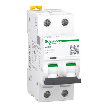 Schneider A9F77232 | Miniature circuit-breaker, Acti9 iC60N, 2P, 32 A, C curve, 6000 A (IEC 60898-1), 10 kA (IEC 60947-2)