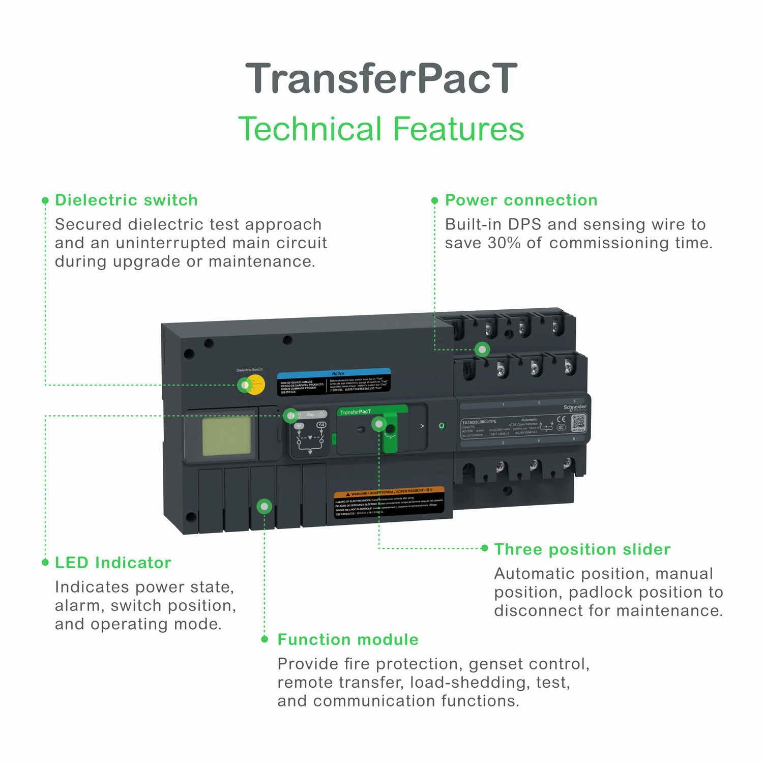 schneider TA16D4S1004TPE | automatic transfer switch, TransferPacT automatic, 100A, 4P, rotary, frame 160A - Image 4