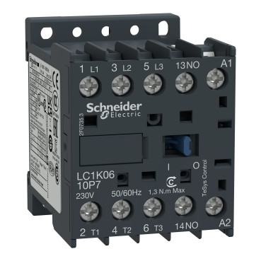 Schneider LC1K0910M7 | TeSys K contactor - 3P - AC-3 <= 440 V 9 A - 1 NO aux. - 220...230 V AC coil