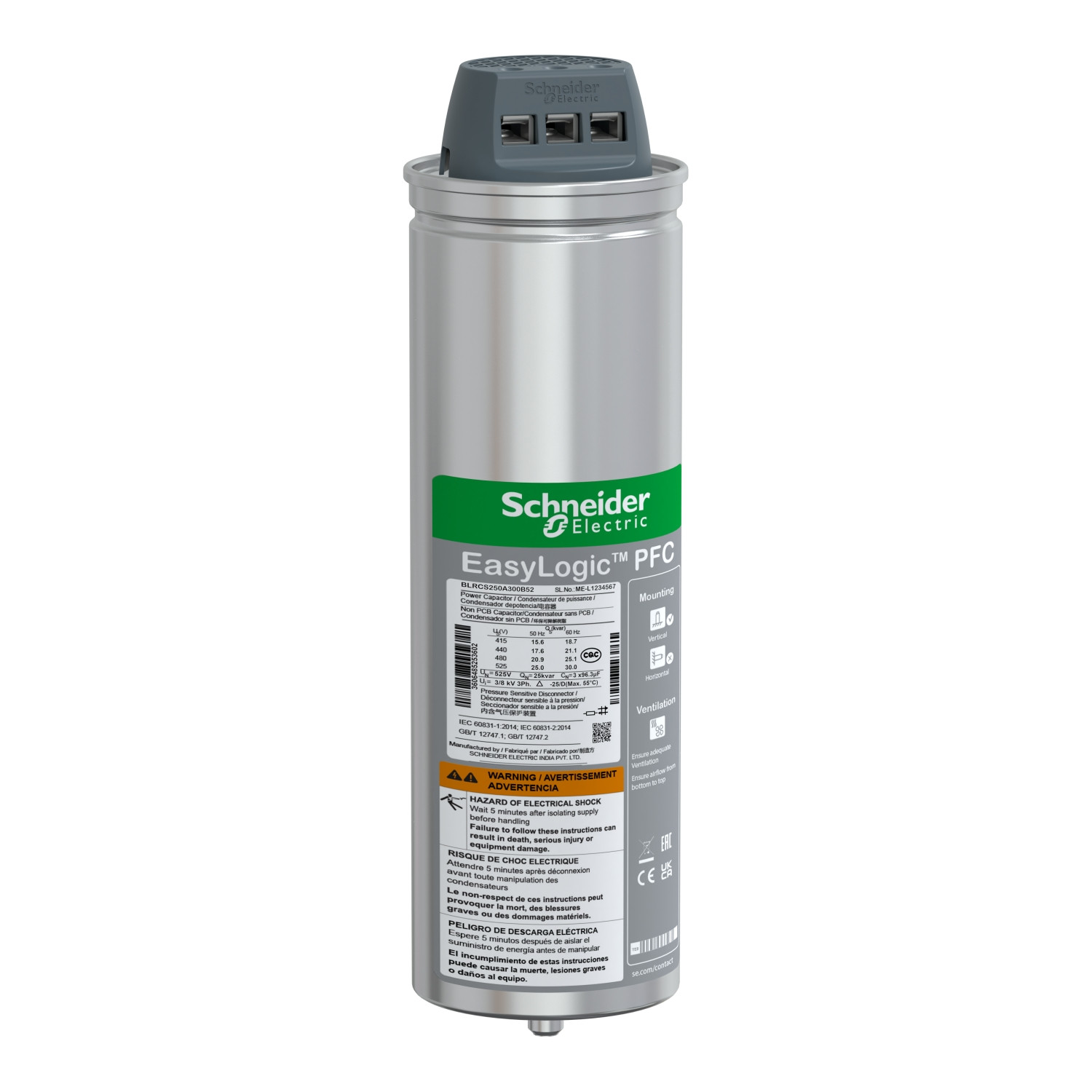 Schneider BLRCS250A300B40 EasyCan | Capacitor - 25/30 kvar - 400 V - 50/60Hz