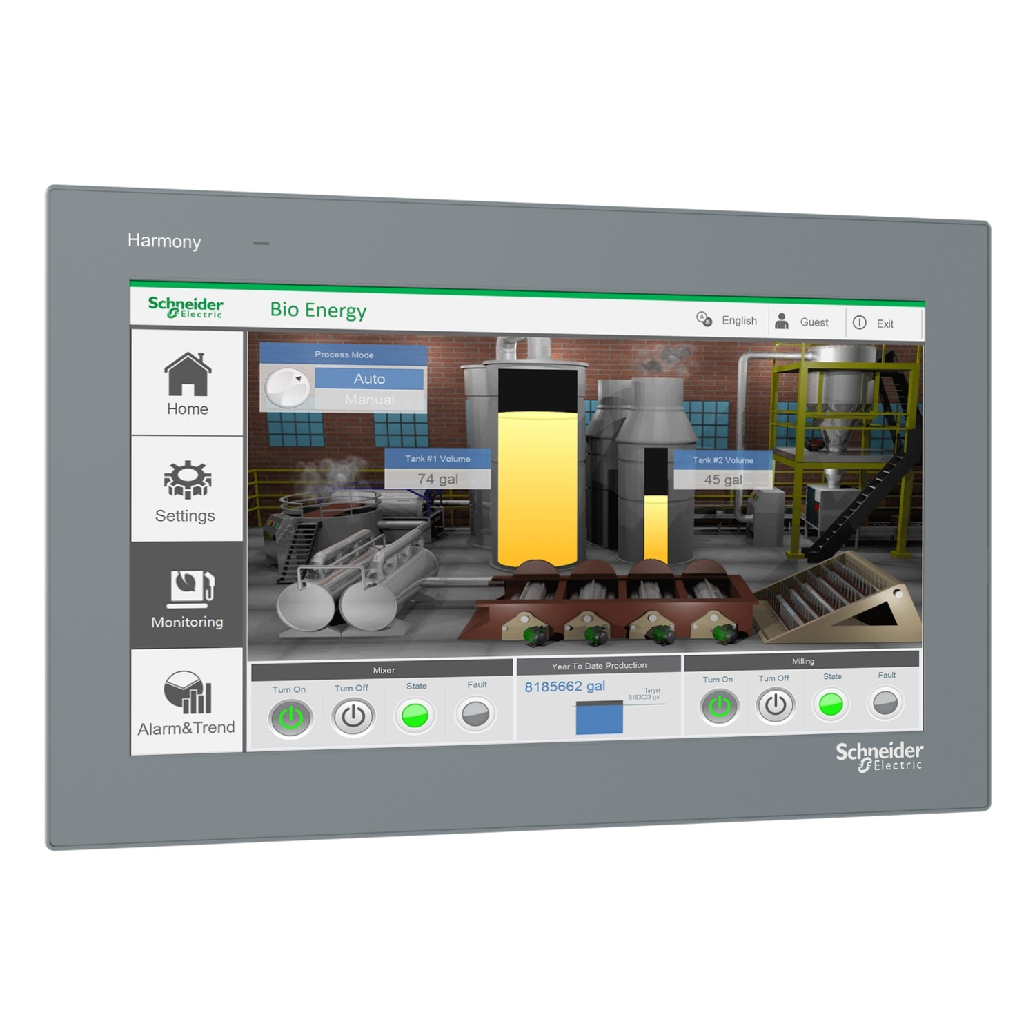 Schneider HMIET6700 | 15" wide screen touch panel, 16M colors, COM x 2, ETH x 1, USB host / device, RTC, DC24V - Image 2
