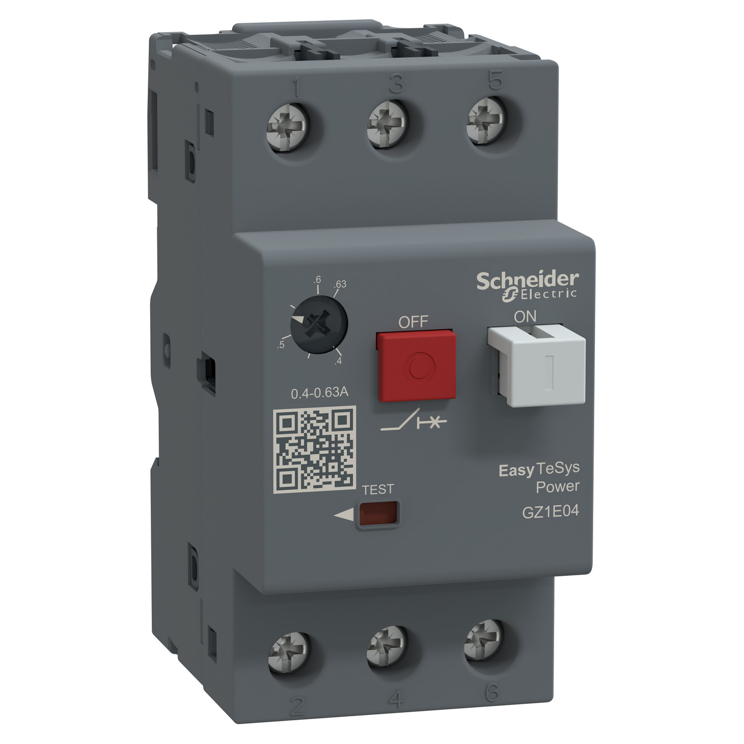 Schneider GZ1E04 | Motor circuit breaker,Easy TeSys Power,GZ1E,AC-3,3P,0.40..0.63A,thermal magnetic trip