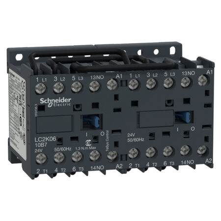 Schneider LC2K0910B7 | TeSys K reversing contactor - 3P - AC-3 <= 440 V 9 A - 1 NO - 24 V AC coil