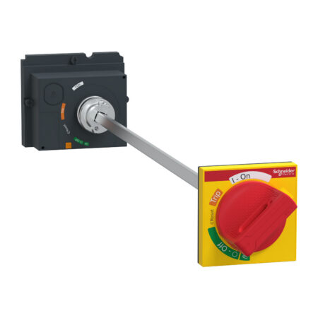 Schneider LV429340T | extended rotary handle, ComPacT NSX 100/160/250, red handle on yellow front, shaft length 185 to 600 mm, IP55