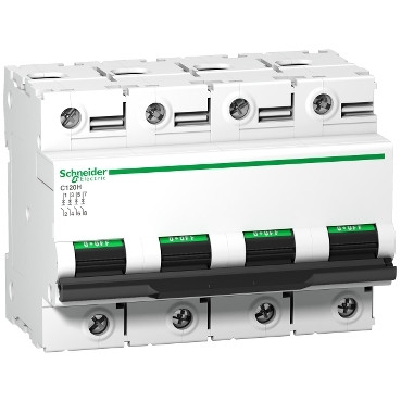 Schneider A9N18481 | Miniature circuit-breaker, Acti9 C120H, 4P, 125 A, C curve, 15000 A (IEC 60898-1), 15 kA (IEC 60947-2)