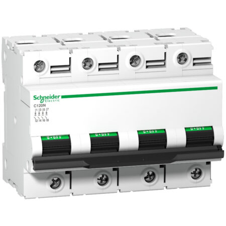 Schneider A9N18377 | Miniature circuit-breaker, Acti9 C120N, 4P, 125 A, C curve, 10000 A (IEC 60898-1), 10 kA (IEC 60947-2)