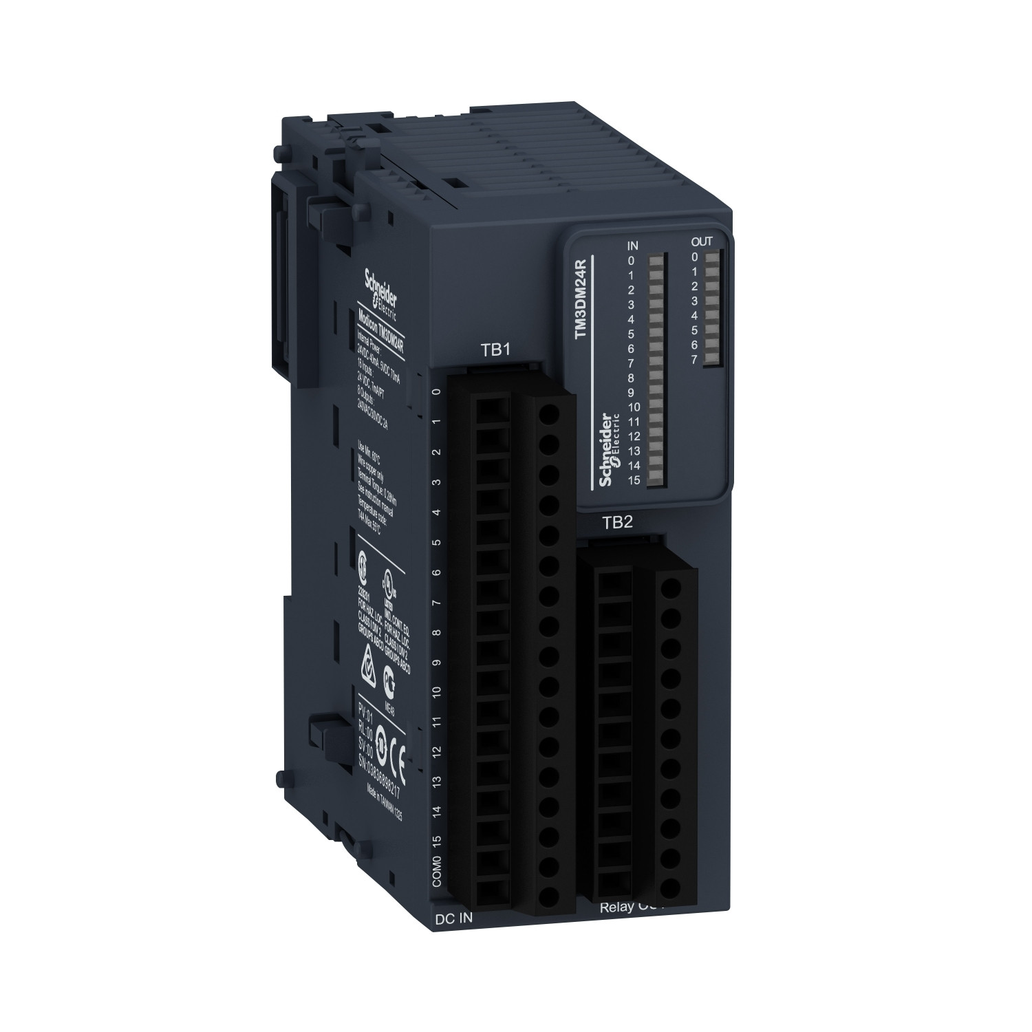 Schneider TM3DM24R | Modicon TM3 - 24 IO (16 inputs, 8 relay outputs, screw) 24Vdc