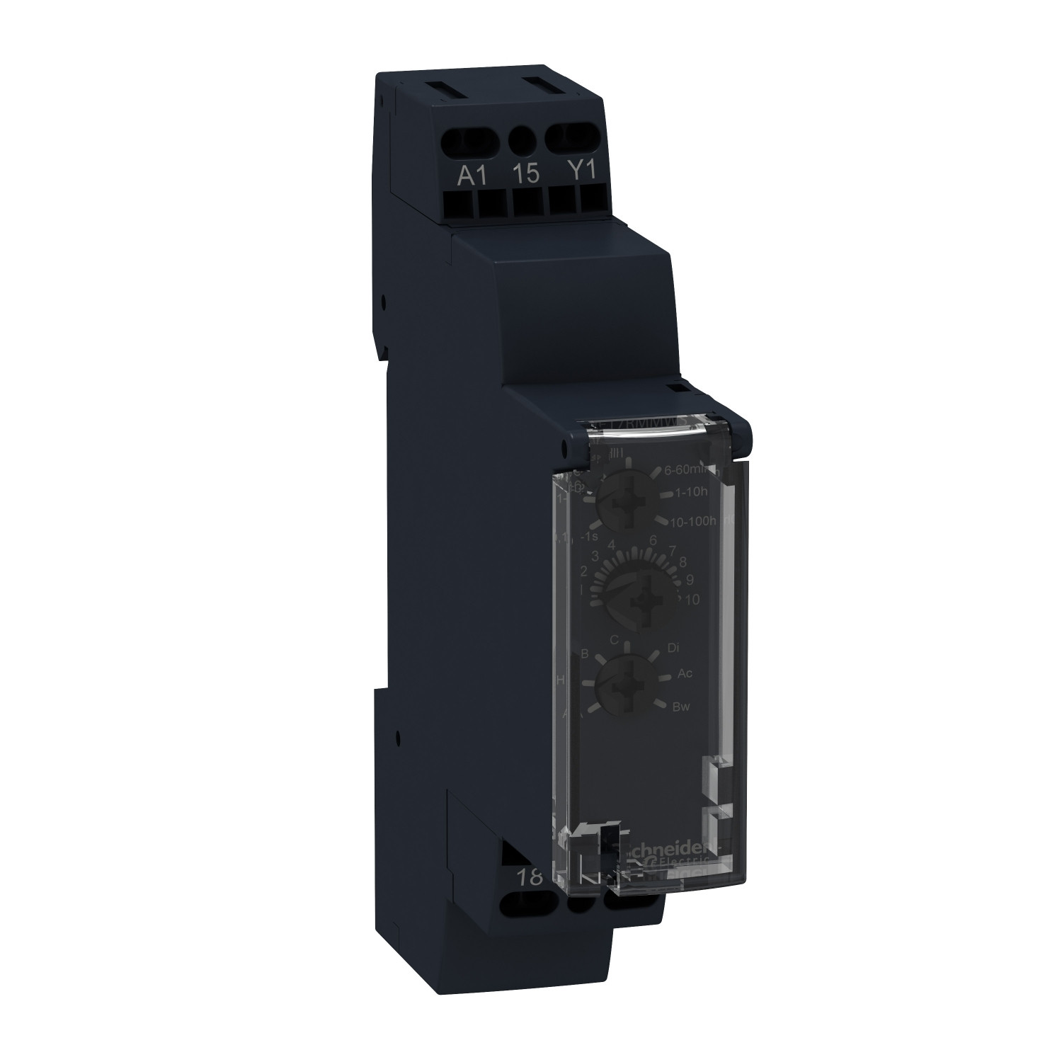 Schneider RE17RMMW | Time delay relay 10 functions - 1 s..100 h - 12..240 V AC/DC - 1 OC