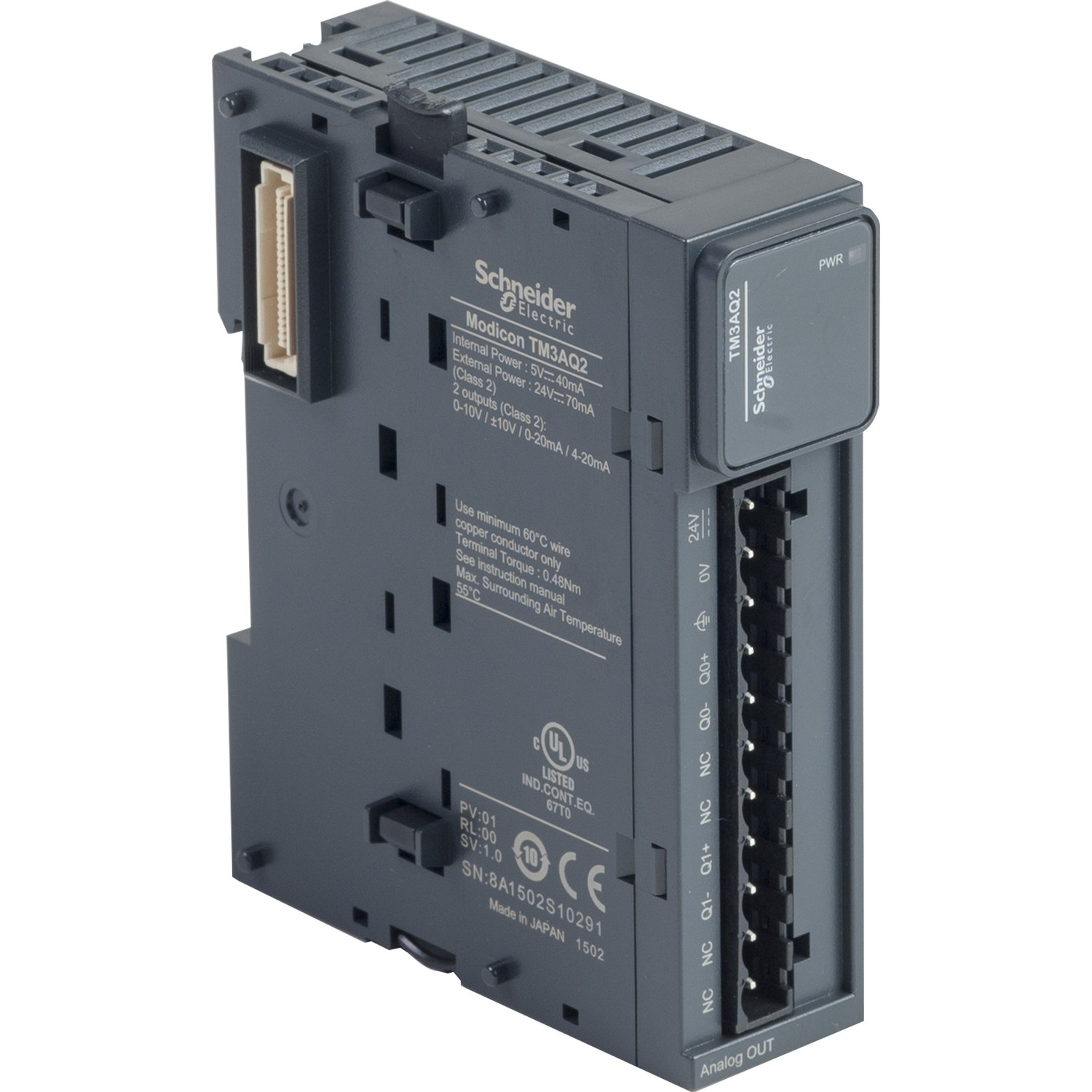 Schneider TM3AQ2 | Modicon TM3 - 2 analog outputs (screw) 24Vdc