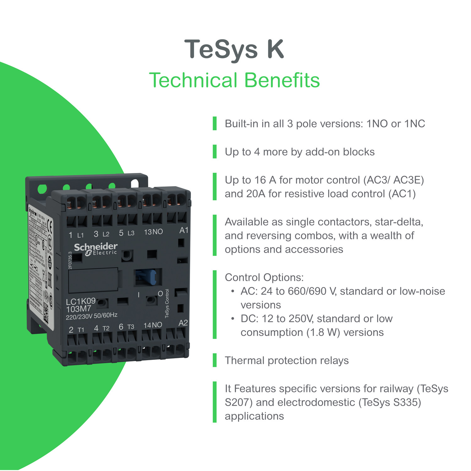 Schneider LP1K1210BD | TeSys K contactor - 3P - AC-3 <= 440 V 12 A - 1 NO aux. - 24 V DC coil - Image 3
